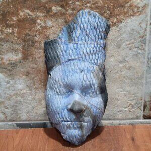 Amorrisete Handmade Sculptural Clay Face Mask Scale Pattern Copper Wire Wall Art